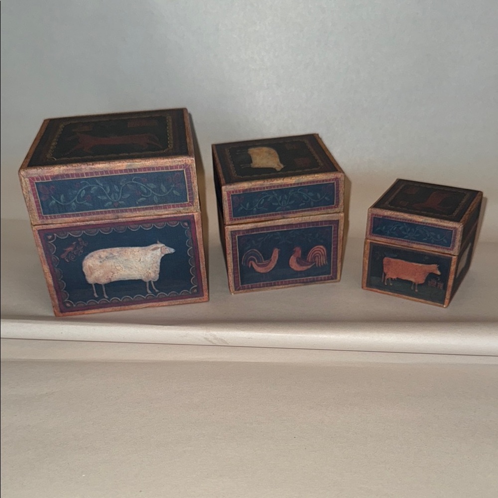 Rustic Farm Animal Decorative Boxes
